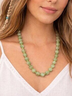 Vintage Marbleized Green Bead Necklace Single Strand Long 28” – Hey Viv